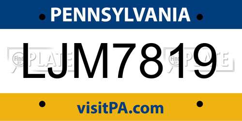 LJM7819 Pennsylvania License Plate