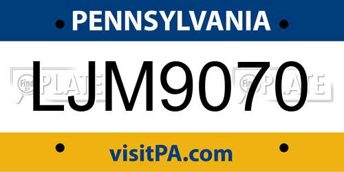 LJM9070 Pennsylvania License Plate