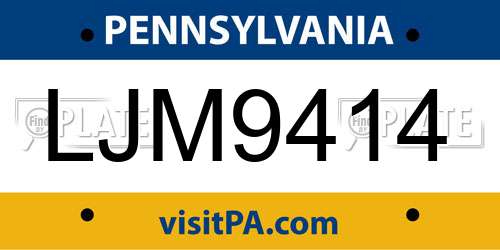 LJM9414 Pennsylvania License Plate
