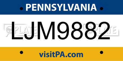 LJM9882 Pennsylvania License Plate