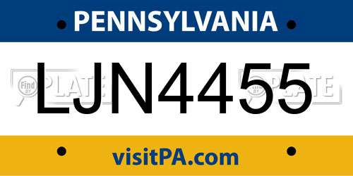 LJN4455 Pennsylvania License Plate