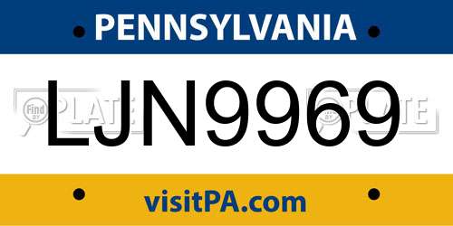 LJN9969 Pennsylvania License Plate