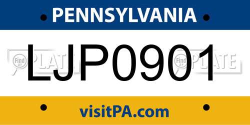 LJP0901 Pennsylvania License Plate