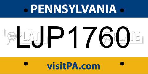 LJP1760 Pennsylvania License Plate