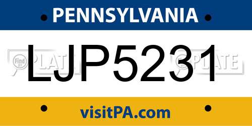 LJP5231 Pennsylvania License Plate