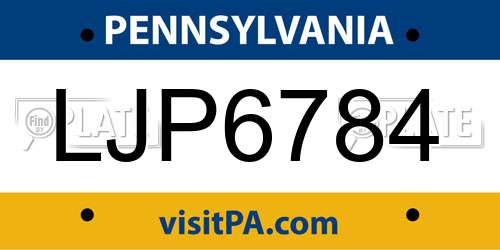 LJP6784 Pennsylvania License Plate