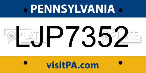 LJP7352 Pennsylvania License Plate