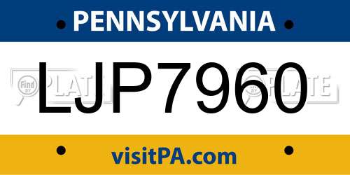 LJP7960 Pennsylvania License Plate