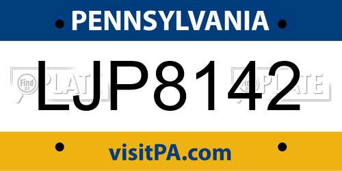 LJP8142 Pennsylvania License Plate