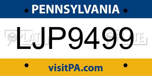 LJP9499 Pennsylvania License Plate
