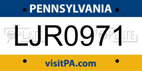 LJR0971 Pennsylvania License Plate