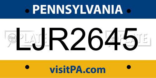 LJR2645 Pennsylvania License Plate