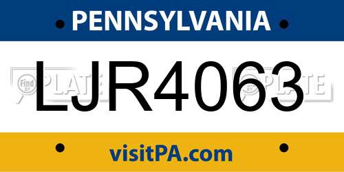LJR4063 Pennsylvania License Plate