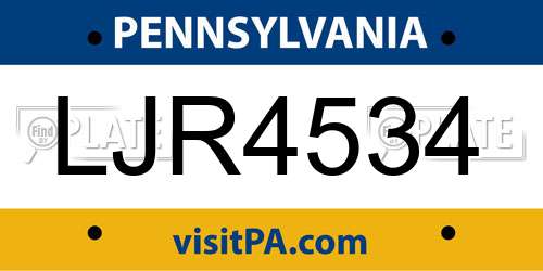 LJR4534 Pennsylvania License Plate