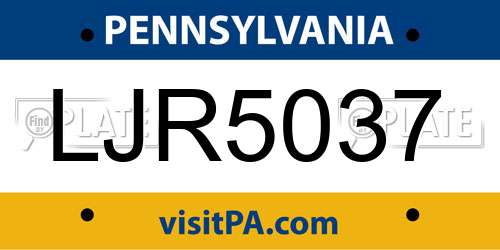LJR5037 Pennsylvania License Plate