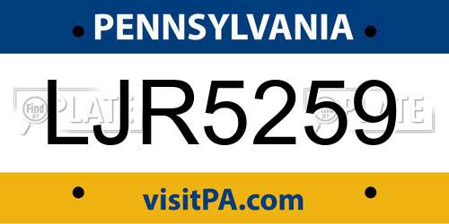 LJR5259 Pennsylvania License Plate