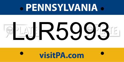 LJR5993 Pennsylvania License Plate