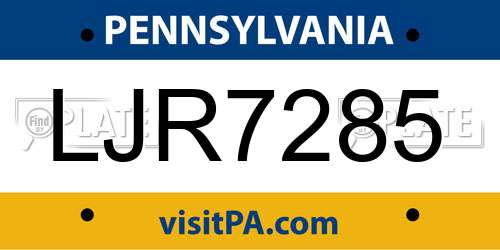 LJR7285 Pennsylvania License Plate