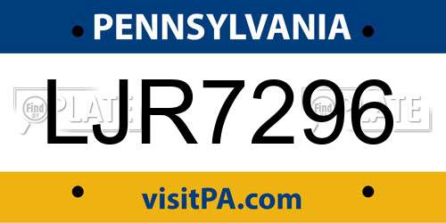 LJR7296 Pennsylvania License Plate