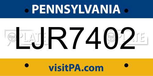 LJR7402 Pennsylvania License Plate