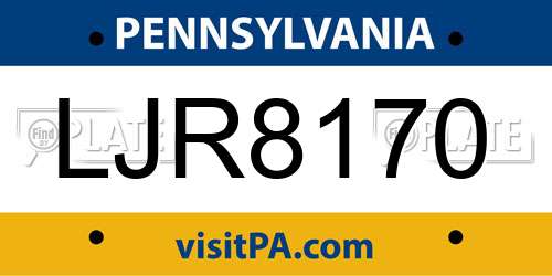 LJR8170 Pennsylvania License Plate