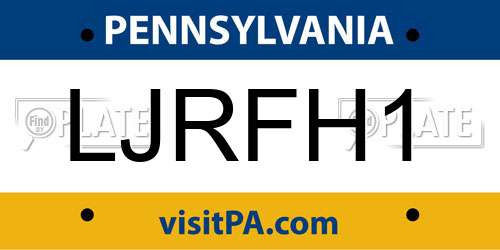 LJRFH1 Pennsylvania License Plate