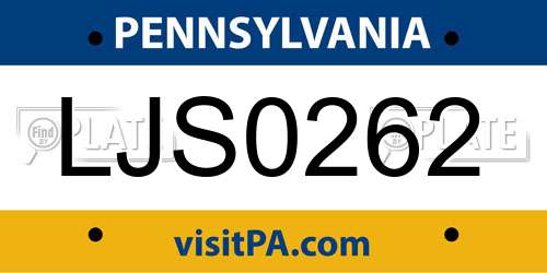 LJS0262 Pennsylvania License Plate