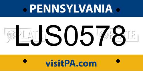 LJS0578 Pennsylvania License Plate