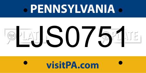 LJS0751 Pennsylvania License Plate