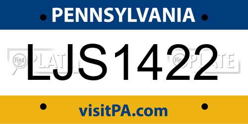 LJS1422 Pennsylvania License Plate