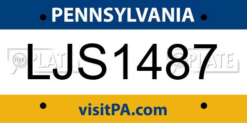 LJS1487 Pennsylvania License Plate