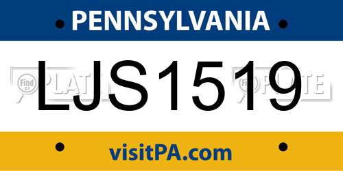 LJS1519 Pennsylvania License Plate