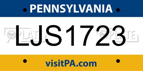 LJS1723 Pennsylvania License Plate