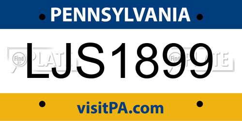 LJS1899 Pennsylvania License Plate