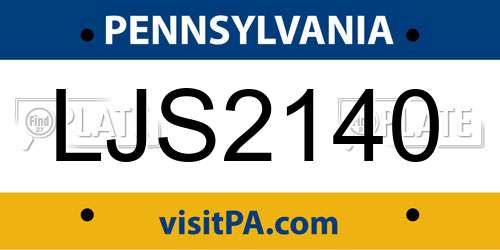 LJS2140 Pennsylvania License Plate