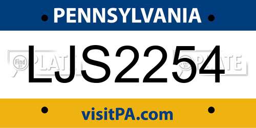 LJS2254 Pennsylvania License Plate