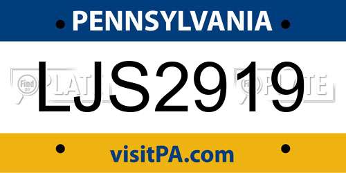 LJS2919 Pennsylvania License Plate