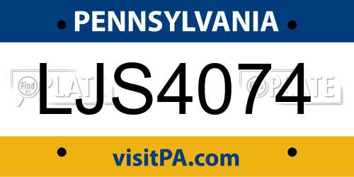 LJS4074 Pennsylvania License Plate