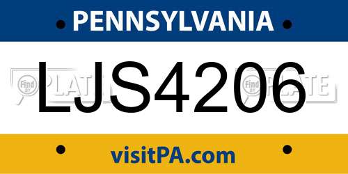LJS4206 Pennsylvania License Plate