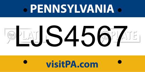 LJS4567 Pennsylvania License Plate