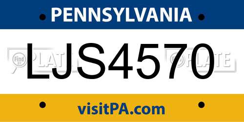 LJS4570 Pennsylvania License Plate