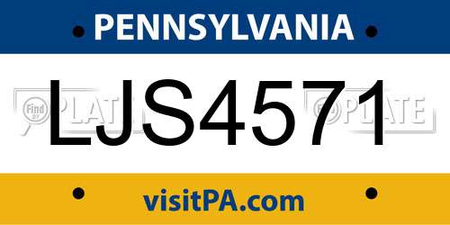 LJS4571 Pennsylvania License Plate