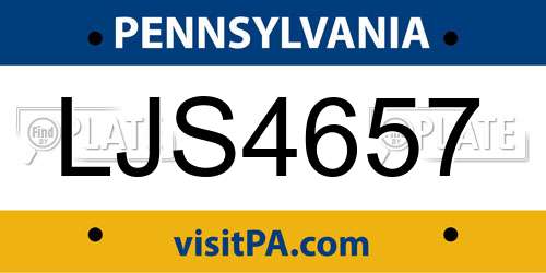 LJS4657 Pennsylvania License Plate