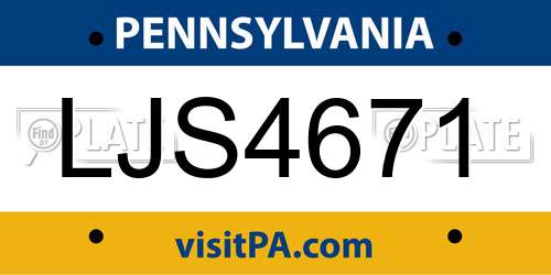 LJS4671 Pennsylvania License Plate