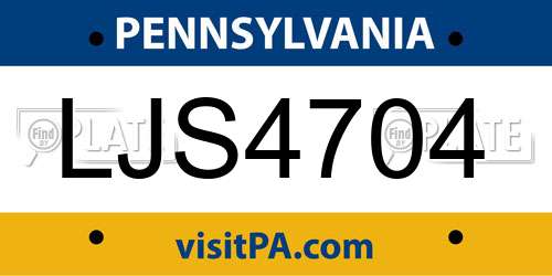 LJS4704 Pennsylvania License Plate