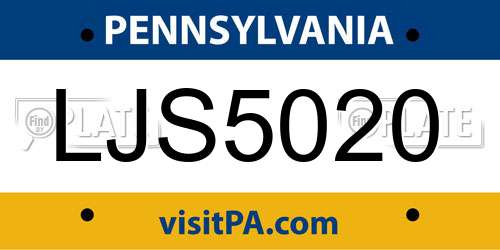 LJS5020 Pennsylvania License Plate
