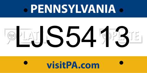 LJS5413 Pennsylvania License Plate