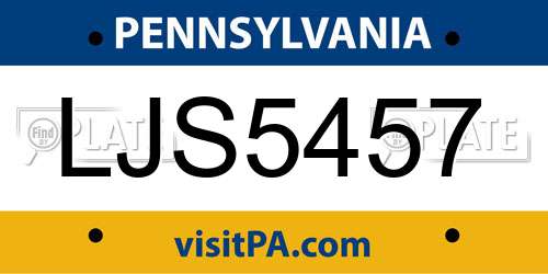 LJS5457 Pennsylvania License Plate