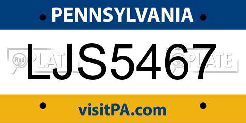 LJS5467 Pennsylvania License Plate