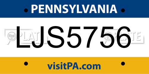 LJS5756 Pennsylvania License Plate
